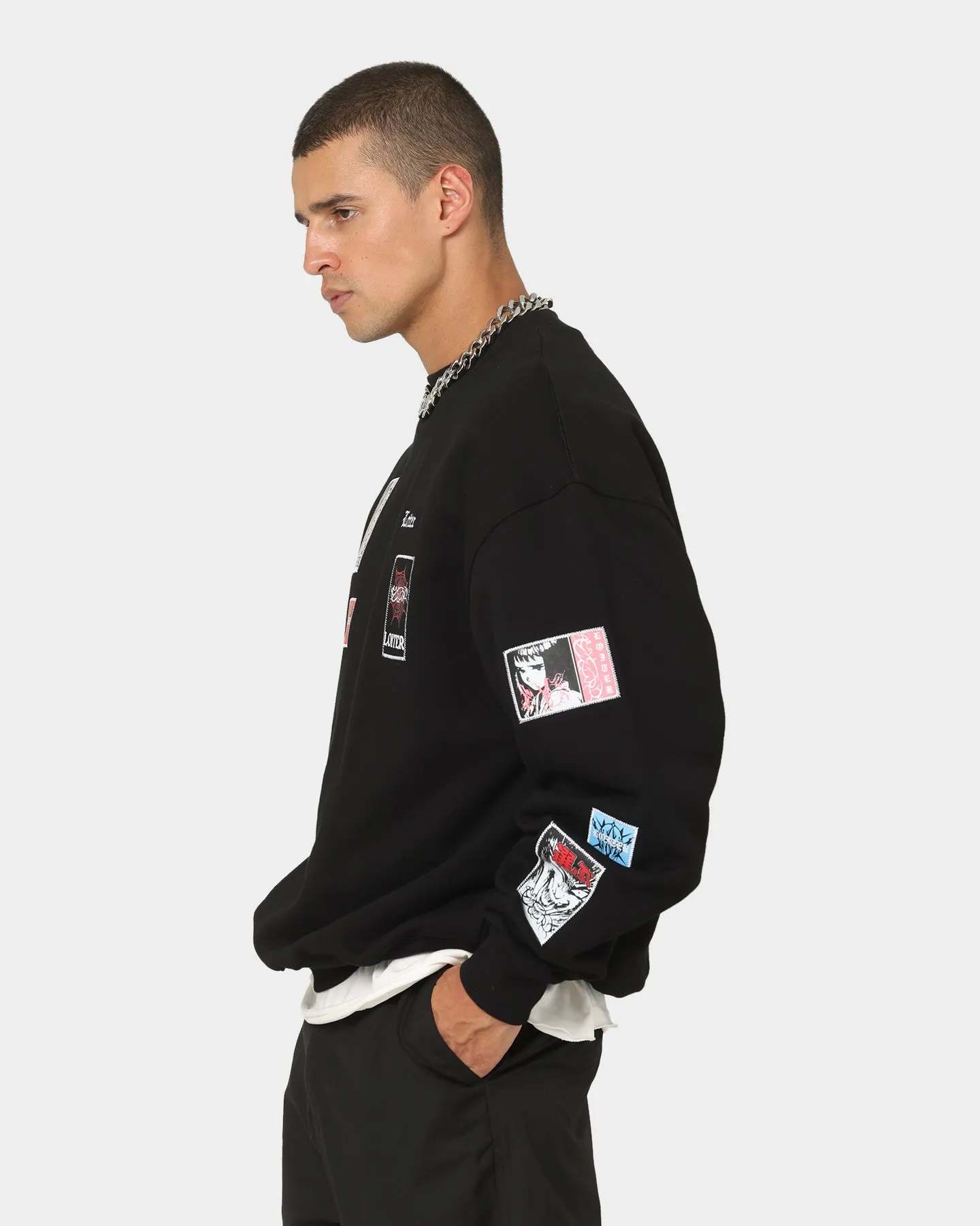 Loiter Patchwork Crewneck Black