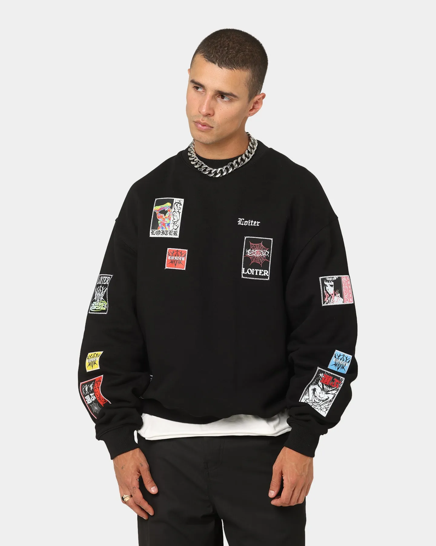 Loiter Patchwork Crewneck Black