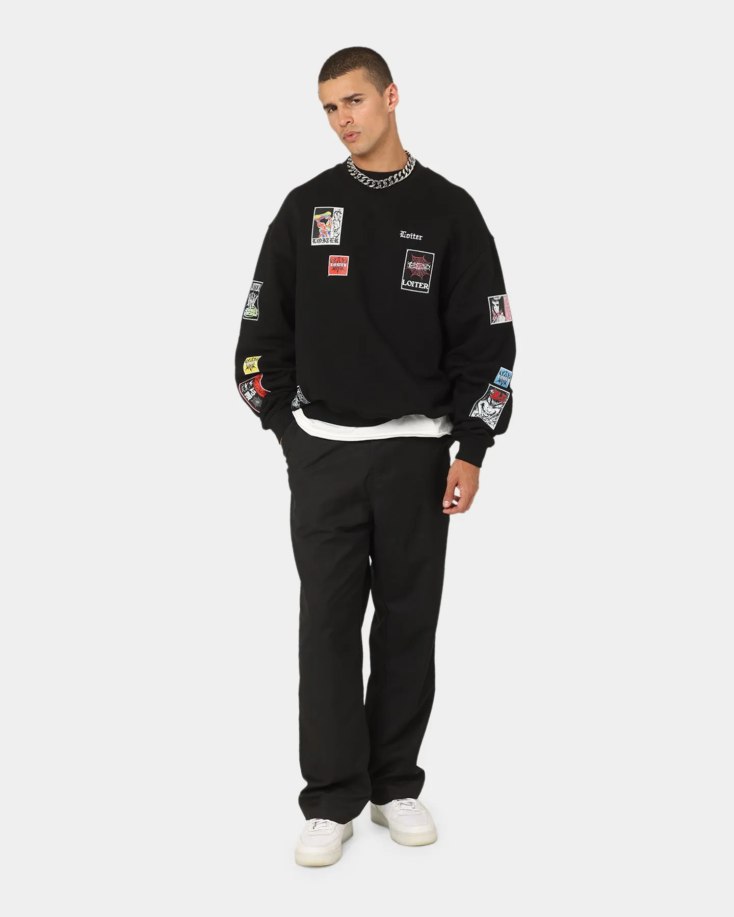 Loiter Patchwork Crewneck Black
