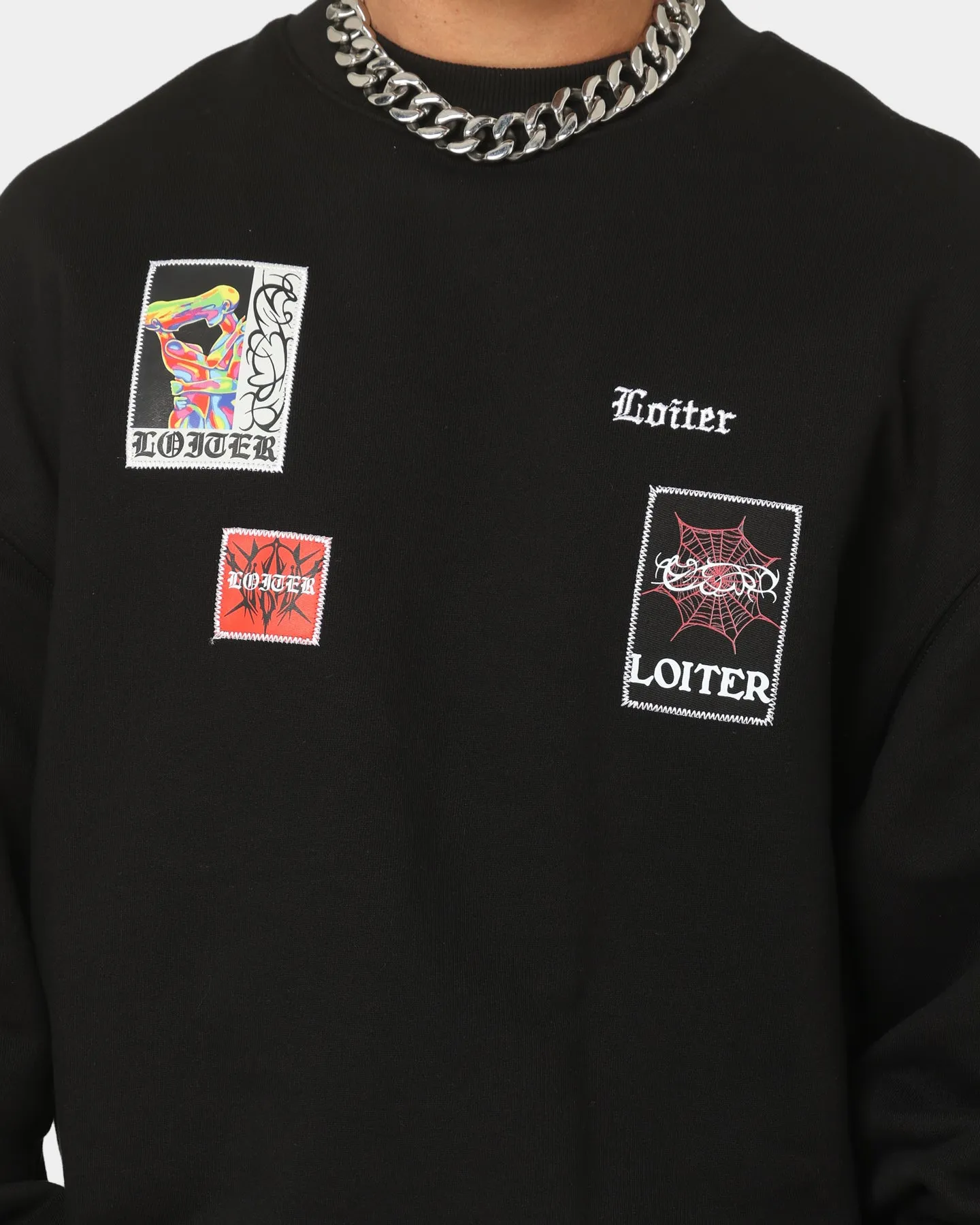 Loiter Patchwork Crewneck Black