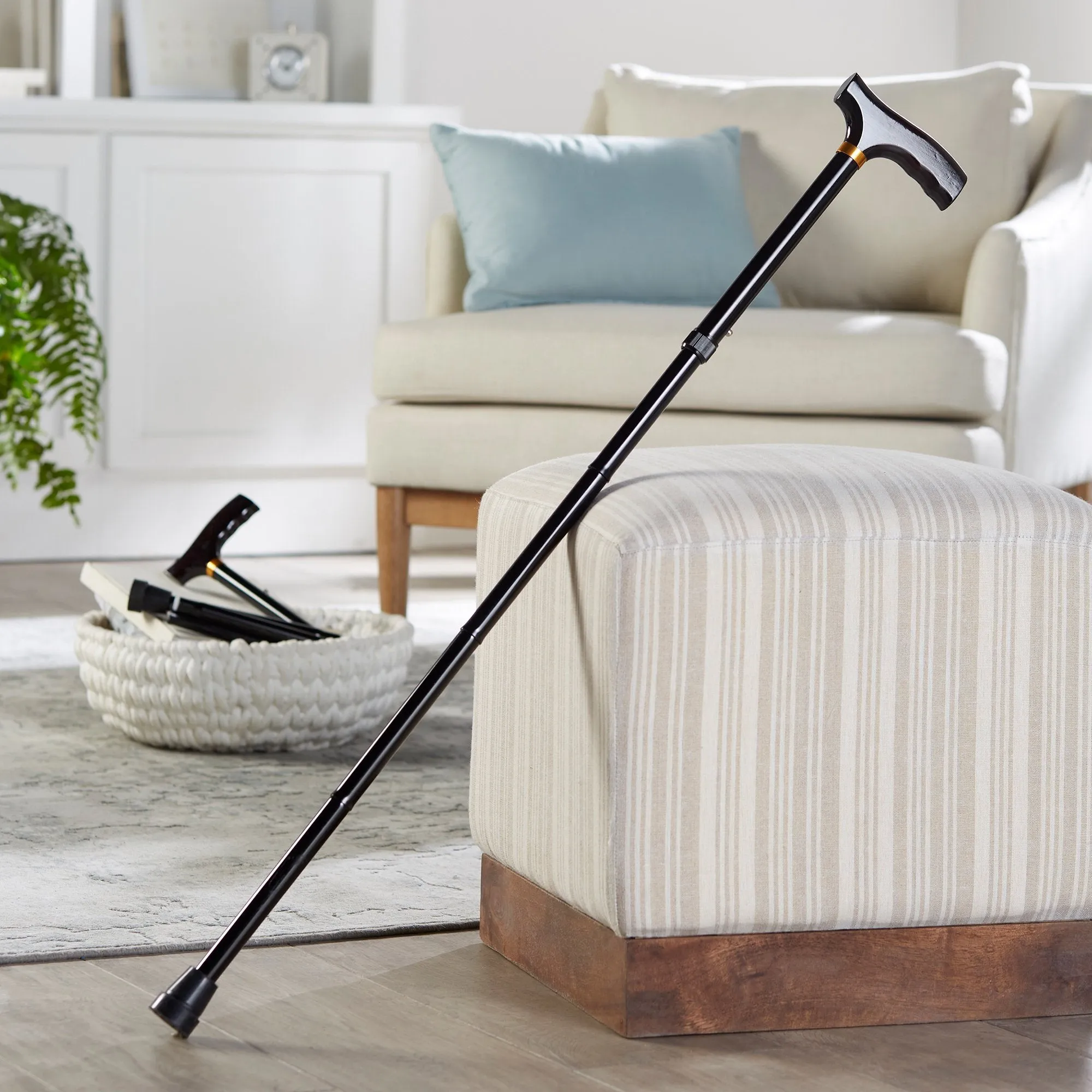 McKesson Folding T-Handle Aluminum Cane, Black