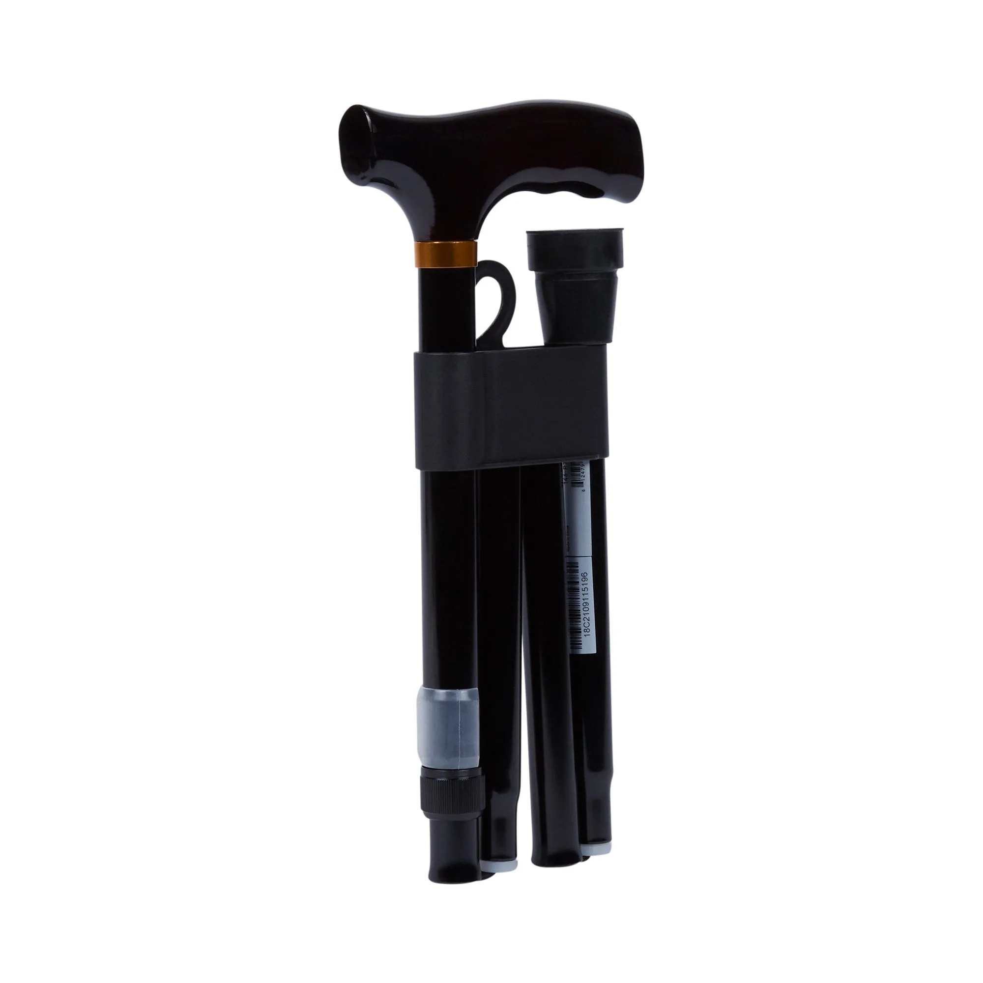 McKesson Folding T-Handle Aluminum Cane, Black