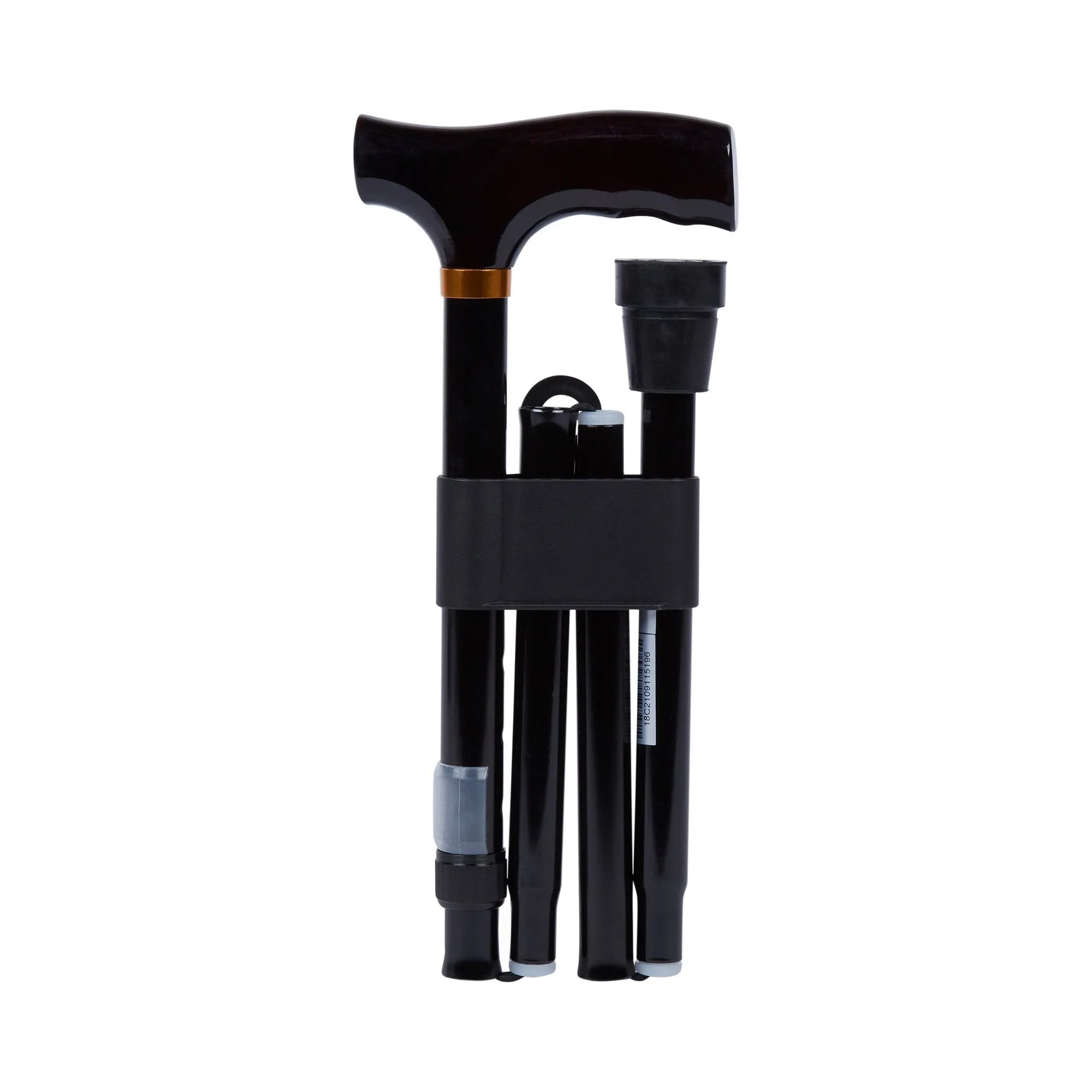 McKesson Folding T-Handle Aluminum Cane, Black