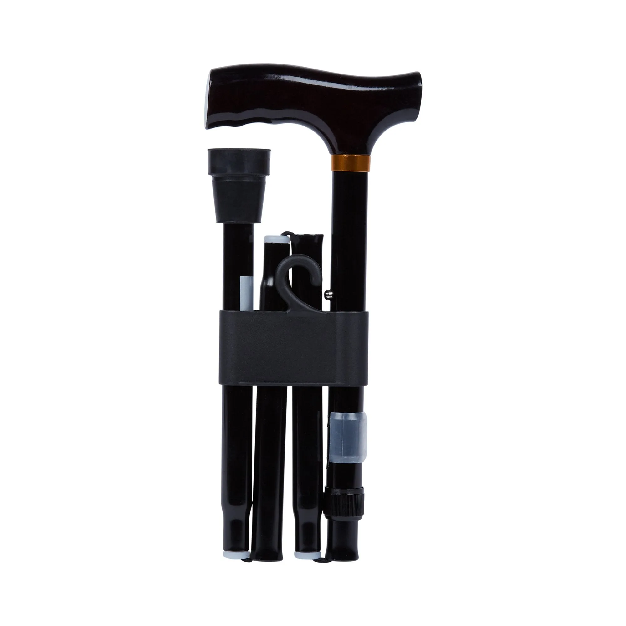McKesson Folding T-Handle Aluminum Cane, Black