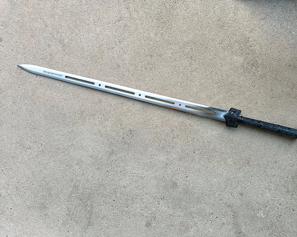 Qingnansener Sword - Fully Functional  Katana Sword, 1045 Carbon Steel,  Black Scabbard