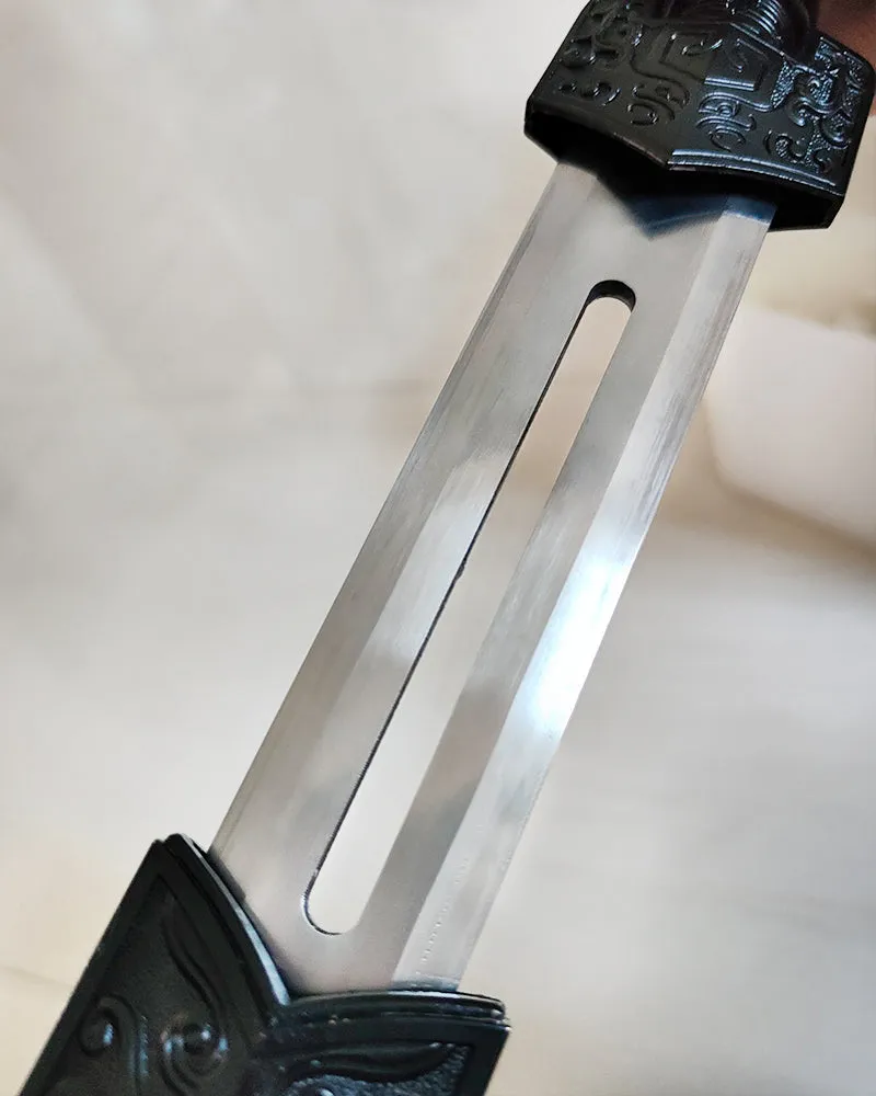Qingnansener Sword - Fully Functional  Katana Sword, 1045 Carbon Steel,  Black Scabbard