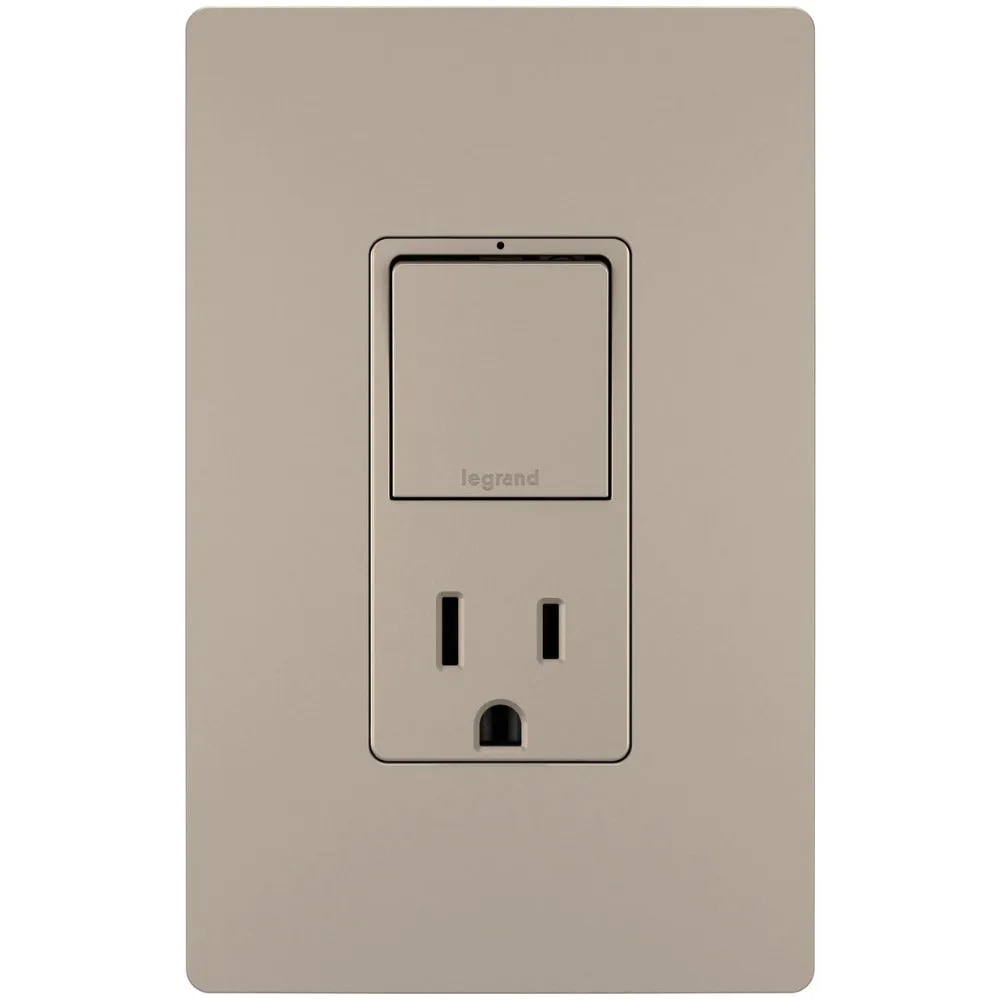 radiant Single Pole/3-Way Switch with 15A Tamper-Resistant Outlet, Nickel