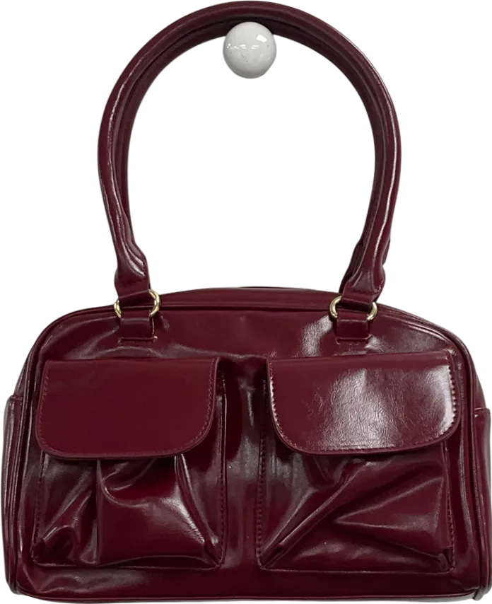 Red Glamorous Top Handle Pocket Detail Bag In Burgundy One Size