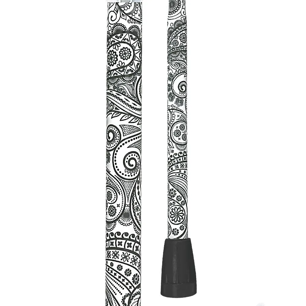 Rhinestone Pearlz Designer Folding Cane: Black & White Majesty