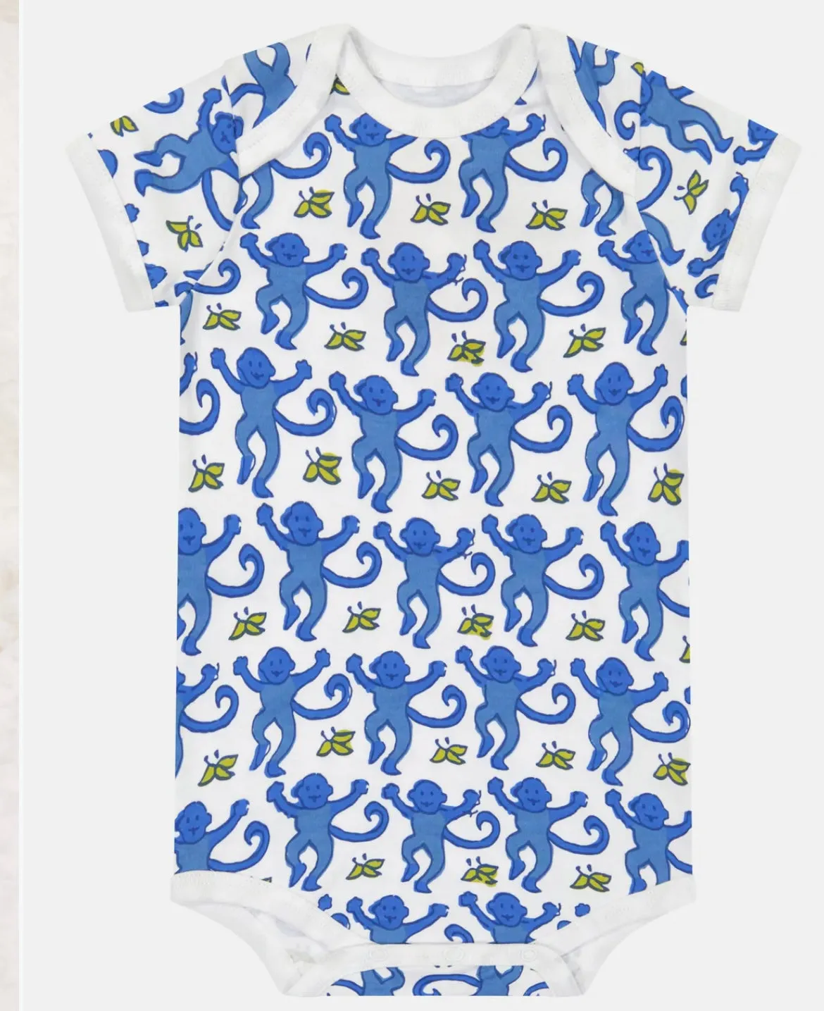 Roller Rabbit Infant Blue Monkey Short Sleeve Onesie