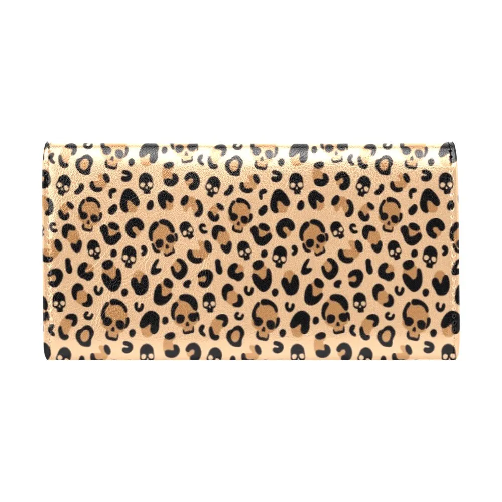 Skull Leopard Print Women's Trifold Wallet