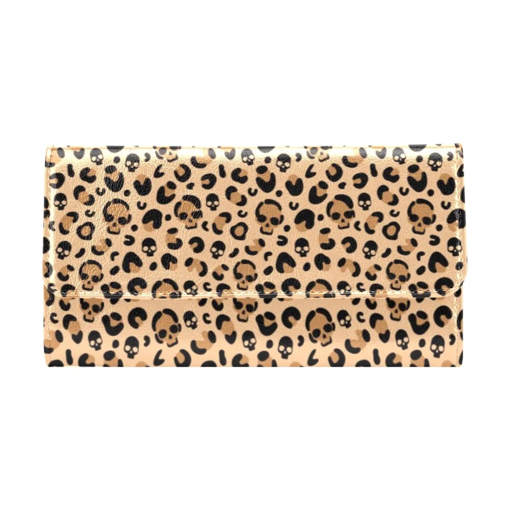 Skull Leopard Print Women's Trifold Wallet